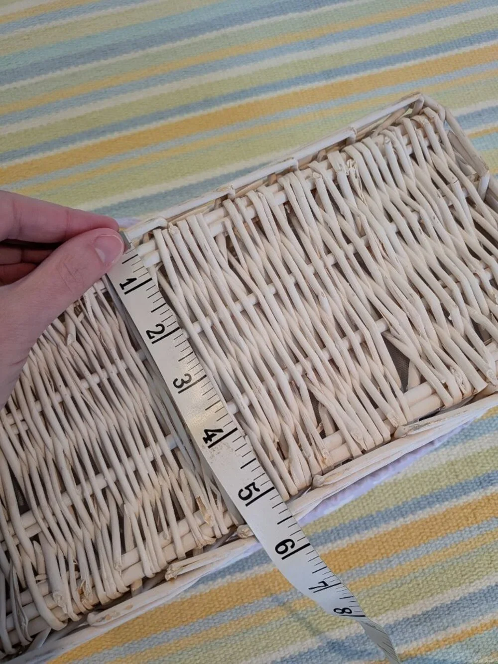 White Wicker Basket With Purple Polka Dot Liner